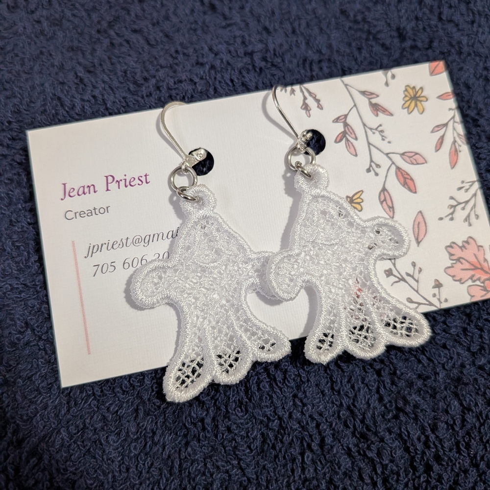 White Lace Ghost Earrings